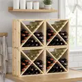 HOMCOM 24 Bottles Wine Rack, Solid Wood Wine Holder Stand, Natural Wood Finish - 9