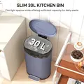 HOMCOM 30 L Modern Curved Kitchen Bin - Grey - 4
