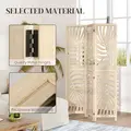 HOMCOM 3 Panel Room Divider, Detachable Folding Privacy Screens with Palm Leaf Design for Home Office, Natural Wood Finish - 7