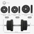 HOMCOM 25KG Adjustable Weights Dumbbells Set, Dumbbell Hand Weights for Home Office Gym Body Fitness Lifting Training, Black - 3
