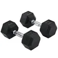 HOMCOM 2x10kg Hex Dumbbells Set Rubber Dumbbells Weight Lifting Equipment Fitness Home Gym - 1