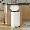 HOMCOM 30 L Modern Curved Kitchen Bin - White - 2