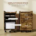 HOMCOM 3 Drawer Filing Cabinet with Lock, Rolling File Cabinet with Edged Top for Letter, A4 Size, Hanging File Folders - 4