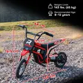 HOMCOM 24V Electric Motorbike 18km/h with Twist Grip Throttle, Enhanced Power and Extended Range - Red - 3