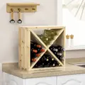 HOMCOM 24 Bottles Wine Rack, Solid Wood Wine Holder Stand, Natural Wood Finish - 2