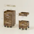 HOMCOM 3 Drawer Filing Cabinet, Rolling File Cabinet with Edged Top for Letter, A4 Size, Hanging File Folders, Rustic Brown - 3