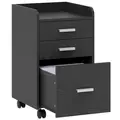 HOMCOM 3 Drawer Filing Cabinet, Rolling File Cabinet with Edged Top for Letter, A4 Size, Hanging File Folders, Black - 1