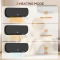 HOMCOM 2000W Wall Mounted Ceramic Space Heater, 10-49°C Temperature, Black - 8