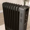 HOMCOM 2000W Oil Filled Radiator, 9 Fin, Portable Electric Heater with 3 Heat Settings, Safety Cut-Off and Wheels, Grey - 9