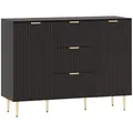 HOMCOM 2-Door Sideboard with 3 Drawers and Adjustable Shelves - Black - 1