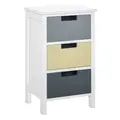 HOMCOM 3 Drawer Storage Tower, Dresser Chest with Wood Top, Organiser Unit for Closets Bedroom Nursery Room Hallway - 1