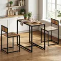 HOMCOM 3 Piece Table Stool Set - Rustic Brown - 8