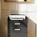 HOMCOM 3 Drawer Filing Cabinet, Rolling File Cabinet with Edged Top for Letter, A4 Size, Hanging File Folders, Black - 9