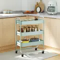 HOMCOM 3-Tier Storage Trolley on Wheels, Rolling Utility Cart with Mesh Backets for Kitchen, Bathroom, Bedroom, Light Green - 2