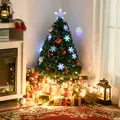 HOMCOM 3FT Green Fibre Optic Artificial Christmas Tree Xmas Colourful LED Scattered Tree with Snowflakes Ornaments Fireproofing - 2