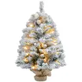 HOMCOM 3ft Snowy Tabletop Christmas Tree, with LED Lights - 1