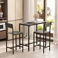 HOMCOM 3-Piece Bar Table Set with 2 Stools, Industrial Breakfast Bar Set with Footrest, Backrest for Dining Room, Small Space - 7