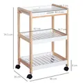HOMCOM 3-Tier Mobile Kitchen Trolley Cart Storage Shelves Rack Rolling Wheels White 46 x 35 x 74.5 cm - 3