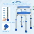 HOMCOM 360° Swivel Shower Chair, Height Adjustable Aluminium Shower Stool with Non-Slip Feet for Disabled, Elderly, Blue - 4