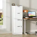 HOMCOM 4 Drawer Filing Cabinet with Lock, Office Storage Cabinet with Adjustable Hanging Bars for A4 Letter Size Files, White - 2