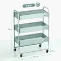 HOMCOM 3-Tier Storage Trolley on Wheels, Rolling Utility Cart with Mesh Backets for Kitchen, Bathroom, Bedroom, Light Green - 3