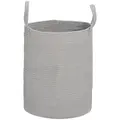 HOMCOM 36L Cotton Rope Laundry Basket, with Handles - Grey - 1