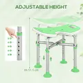 HOMCOM 39-51.5cm 'U' Seat Padded Shower Stool - Green - 5