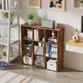 HOMCOM 3-tier 9 Cubes Storage Unit Particle Board Cupboard Bookcase Organiser Home Office Shelves, Rustic Brown - 7