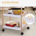 HOMCOM 3-Tier Mobile Kitchen Trolley Cart Storage Shelves Rack Rolling Wheels White 46 x 35 x 74.5 cm - 6
