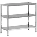 HOMCOM 3-Tier Bakers Rack with Storage, Stainless Steel Microwave Stand with Adjustable Shelves for Small Spaces, Kitchen Storage Unit for Spices, Pots and Pans, Silver Tone - 1