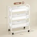 HOMCOM 3-Tier Storage Trolley on Wheels, Rolling Utility Cart with Mesh Backets for Kitchen, Bathroom, Bedroom, White - 3
