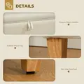 HOMCOM 30L Linen Storage Ottoman Padded Footstool with Rubberwood Legs for Storage Box, Bed End, Shoe Bench, Seating, Beige - 6