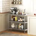 HOMCOM 3-Tier Bakers Rack with Storage, Stainless Steel Microwave Stand with Adjustable Shelves for Small Spaces, Kitchen Storage Unit for Spices, Pots and Pans, Silver Tone - 2