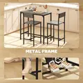 HOMCOM 3-Piece Bar Table Set with 2 Stools, Industrial Breakfast Bar Set with Footrest, Backrest for Dining Room, Small Space - 4