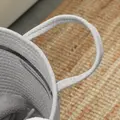 HOMCOM 36L Cotton Rope Laundry Basket, with Handles - Grey - 8