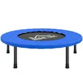 HOMCOM 32" Mini Fitness Trampoline Home Gym Yoga Exercise Rebounder Indoor Outdoor Jumper with Safety Pad, Support Up to 100 KG, Blue and Black - 1