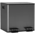 HOMCOM 30L Dual Compartment Stainless Steel Bin, with Deodoriser Holders - Black - 1