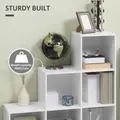 HOMCOM 3-tier Step 6 Cubes Storage Unit Particle Board Cabinet Bookcase Organiser Home Office Shelves - White - 5