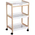 HOMCOM 3-Tier Mobile Kitchen Trolley Cart Storage Shelves Rack Rolling Wheels White 46 x 35 x 74.5 cm - 1