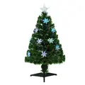 HOMCOM 3FT Green Fibre Optic Artificial Christmas Tree Xmas Colourful LED Scattered Tree with Snowflakes Ornaments Fireproofing - 1