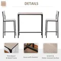 HOMCOM 3-Piece Bar Table Set with 2 Stools, Industrial Breakfast Bar Set with Footrest, Backrest for Dining Room, Small Space - 4