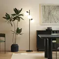 HOMCOM 3-Light Tree Floor Lamps for Living Room, Modern Standing Lamp for Bedroom with Globe Lampshade, Steel Base, Bulb not Included, Black - 8