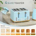 HOMCOM 3000W 1.7L Kettle & 4 Slice Toaster, Kettle and Toaster Set with 7 Browning Controls and Crumb Tray, Light Blue - 5