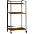 HOMCOM 3-Tier Printer Stand, Utility Cart, Rolling Trolley with Adjustable Shelves with Lockable Wheels for Home Office, Rustic Brown - 1