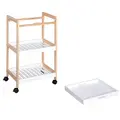 HOMCOM 3-Tier Mobile Kitchen Trolley Cart Storage Shelves Rack Rolling Wheels White 46 x 35 x 74.5 cm - 9