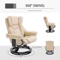 HOMCOM 360° Swivel Recliner Chair with Footstool, PU Leather Manual Recliner Armchair with Footstool, Solid Wood Base, Upholstered Reclining Chair for Living Room, Bedroom, Office, Cream - 6