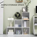 HOMCOM 3-tier Step 6 Cubes Storage Unit Particle Board Cabinet Bookcase Organiser Home Office Shelves - White - 4