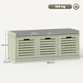 HOMCOM 3-Drawer Shoe Storage Bench - Green - 3