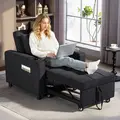 HOMCOM 3-in-1 Single Sofa Bed, Convertible Sleeper Chair Bed - Black - 2