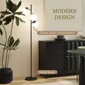 HOMCOM 3-Light Tree Floor Lamps for Living Room, Modern Standing Lamp for Bedroom with Globe Lampshade, Steel Base, Bulb not Included, Black - 4